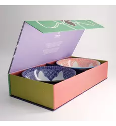 Tokyo Design Studio - Lily Flower Ramen Bowl 2pcs Giftset Rd/Bl 20.5x8cm 1200ml 1 set