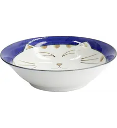 Tokyo Design Studio - Kawaii Bowl Cat Neko 16.5cm. Blue 450ml