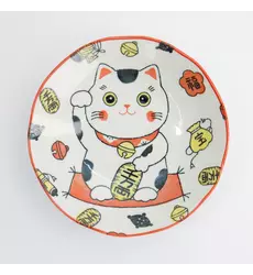 Tokyo Design Studio - Kawaii Lucky Cat Neko Pasta Plate Red 21x5cm 4pcs