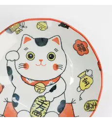 Tokyo Design Studio - Kawaii Lucky Cat Neko Pasta Plate Red 21x5cm 4pcs