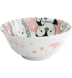 Tokyo Design Studio - Kawaii Animals Tayo Bowl 15.2x6.7cm. Pink 500ml