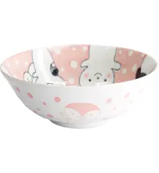 Tokyo Design Studio - Kawaii Animals Ramen Bowl 21x7.8cm. Pink 1000ml