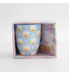 Tokyo Design Studio - Kawaii Lucky Cat Mug w/ Giftbox Blue 8.5x10.2cm 340ml 6pcs