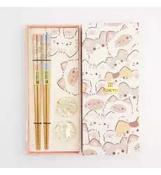 Tokyo Design Studio - Chopstick Giftset Chopstick and Rest/4 Kawaii Cats 10 sets