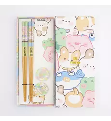 Tokyo Design Studio - Chopstick Giftset Chopstick and Rest/4 Kawaii Animals 10 sets