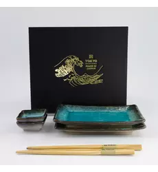 Tokyo Design Studio - Sushi Giftset Yamasaku Sky Blue 6pcs 21.5x14cm & 7.3x2.8cm 1 set
