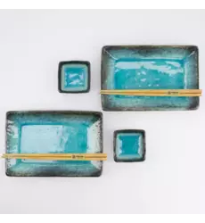 Tokyo Design Studio - Sushi Giftset Yamasaku Sky Blue 6pcs 21.5x14cm & 7.3x2.8cm 1 set