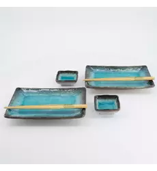 Tokyo Design Studio - Sushi Giftset Yamasaku Sky Blue 6pcs 21.5x14cm & 7.3x2.8cm 1 set