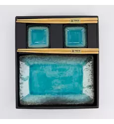 Tokyo Design Studio - Sushi Giftset Yamasaku Sky Blue 6pcs 21.5x14cm & 7.3x2.8cm 1 set