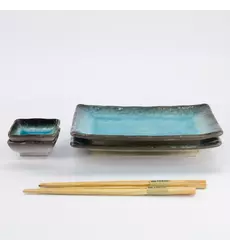 Tokyo Design Studio - Sushi Giftset Yamasaku Sky Blue 6pcs 21.5x14cm & 7.3x2.8cm 1 set