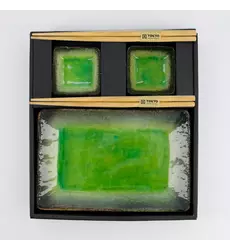 Tokyo Design Studio - Sushi Giftset Yamasaku Hiwa Green 6pcs 21.5x14cm & 7.3x2.8cm 1 set