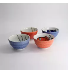 Tokyo Design Studio - Seafood Bowl 4pcs Giftset 11.2x6.2cm Snapper & Crab BL/RD 300ml 1 set