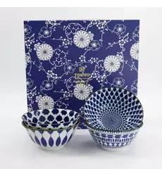 Tokyo Design Studio - Mixed Bowls Tayo Bowl 4pcs Giftset 15x7cm Blue/White 500ml 1 set