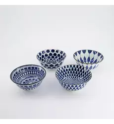 Tokyo Design Studio - Mixed Bowls Tayo Bowl 4pcs Giftset 15x7cm Blue/White 500ml 1 set