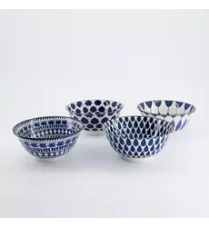Tokyo Design Studio - Mixed Bowls Tayo Bowl 4pcs Giftset 15x7cm Blue/White 500ml 1 set