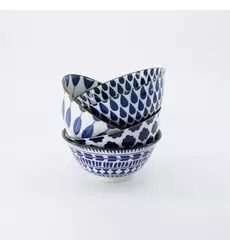 Tokyo Design Studio - Mixed Bowls Tayo Bowl 4pcs Giftset 15x7cm Blue/White 500ml 1 set
