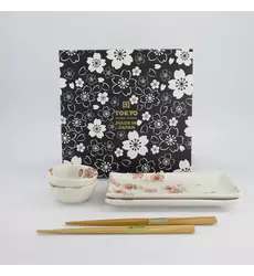 Tokyo Design Studio - Sakura Sushi Giftset 22x13x2cm & 8.5x3.4cm White 1 set