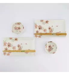 Tokyo Design Studio - Sakura Sushi Giftset 22x13x2cm & 8.5x3.4cm White 1 set