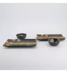 Tokyo Design Studio - Sakura Sushi Giftset 22x13x2cm & 8.5x3.4cm Black 1 set