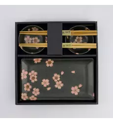 Tokyo Design Studio - Sakura Sushi Giftset 22x13x2cm & 8.5x3.4cm Black 1 set