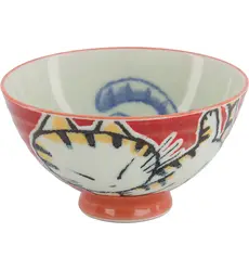 Tokyo Design Studio - Kawaii Rice Bowl Sleeping Cat Red 11.5x6cm. 300ml