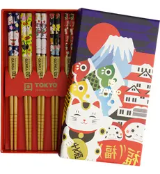 Tokyo Design Studio - Children Chopsticks Giftset Lucky Cats - 5 Pair