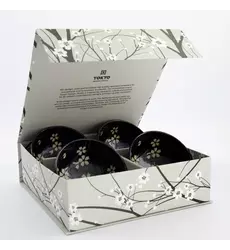 Tokyo Design Studio - Sakura Bowl 4pcs Giftset 12.5x7cm Black 450ml 1 set