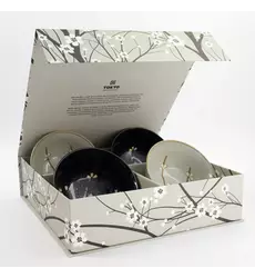 Tokyo Design Studio - Sakura Tayo Bowl 4pcs Giftset 15.3x7.5cm Black/Grey 650ml 1 set