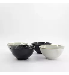 Tokyo Design Studio - Sakura Tayo Bowl 4pcs Giftset 15.3x7.5cm Black/Grey 650ml 1 set