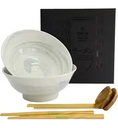 Tokyo Design Studio - Hayase 6pcs. Ramen Giftset 21.5x9cm. White 1300ml