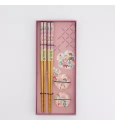 Tokyo Design Studio - Chopstick Giftset Chopstick and Rest/4 Pink Flower 10 sets