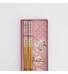Tokyo Design Studio - Chopstick Giftset Chopstick and Rest/4 Pink Flower 10 sets