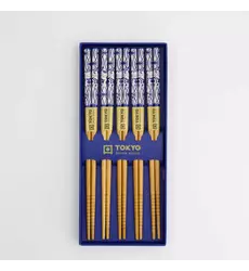 Tokyo Design Studio - Chopstick Giftset/5 Neko Cat Blue AH-01 10 sets