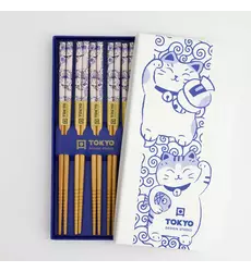 Tokyo Design Studio - Chopstick Giftset/5 Neko Cat Blue AH-02 10 sets