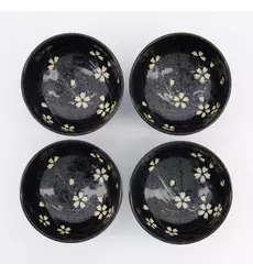Tokyo Design Studio - Sakura Bowl Giftset 4pcs 12.5x7cm Black 450ml 1 set
