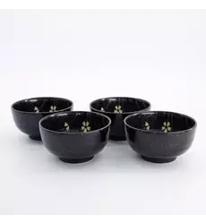 Tokyo Design Studio - Sakura Bowl Giftset 4pcs 12.5x7cm Black 450ml 1 set