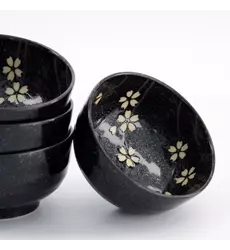 Tokyo Design Studio - Sakura Bowl Giftset 4pcs 12.5x7cm Black 450ml 1 set