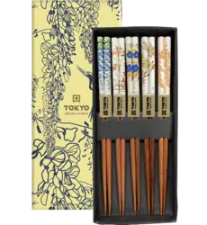 Tokyo Design Studio - Chopsticks Brown & White 5 pair