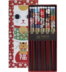 Tokyo Design Studio - Chopsticks Giftset Lucky Cats 5 pair