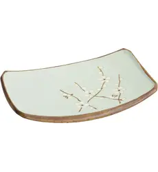 Tokyo Design Studio - Green Soshun Oblong Plate Green (18.5x12.2x1.9cm.)