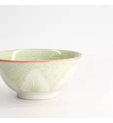 Tokyo Design Studio - Lily Flower Tayo Bowl 14.8x6.8 Green 550ml 6pcs.